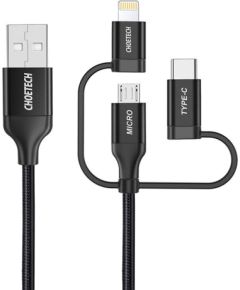 Cable Choetech IP0030, MFi 3in1, USB-A/Lightning/Micro USB/USB-C, 5V, 1,2m (black)