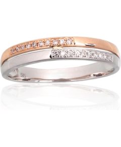 Золотое кольцо #1101143(Au-R+Au-W)_DI, Красное/Белое Золото 585°, Бриллианты (0,051Ct), Размер: 17.5, 2.06 гр.