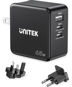 UNITEK CHARGER GAN, PD 65W 2X USB-C, USB-A, TRAVEL