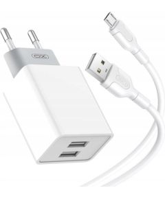 Wall charger XO L65EU with Micro Usb Cable 2xUSB (white)