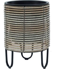 Planter WICKER D25xH35cm, beige-grey Предметы интерьера и дизайна