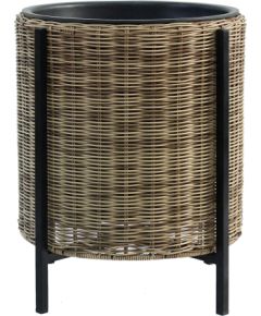 Planter WICKER with stand D39xH45cm, light brown