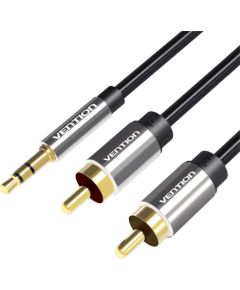 2xRCA cable (Cinch) jack to 3.5mm Vention BCFBF 1m (black)