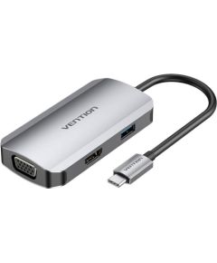 USB-C Docking Station to HDMI, VGA, USB 3.0, PD 0.15m Vention TOAHB, gray