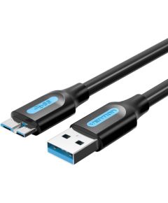 USB 3.0 A male to Micro-B male cable Vention COPBI 3m Black PVC