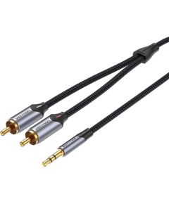 2xRCA cable (Cinch) jack to 3.5mm Vention BCNBK 8m (grey)