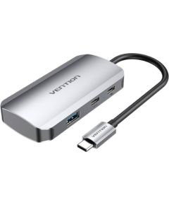 USB-C to USB-C Docking Station, 3x USB3.0, PD 0.15m Vention TNDHB, gray