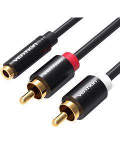 3.5mm Female to 2x Male RCA Audio Cable 1.5m Vention VAB-R01-B150 Black