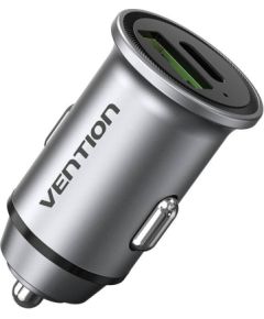 Dual Port Car Charger Vention FFBH0 USB A+C(18/20) Gray