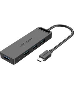 USB 3.0 4-Port Hub with USB-C and USB 3.0 with Power Adapter Vention TGKBB 0.15m, Black Usb HUB