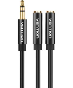 Stereo Splitter 3.5mm Male to 2x 3.5mm Female 0.3m Vention BBSBY Black Dažādi vadi