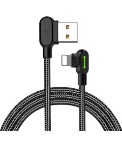 Angle USB Lightning Cable Mcdodo CA-4671 LED, 1.2m (Black)