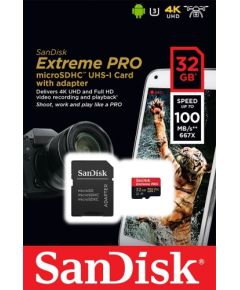 SanDisk atmiņas karte microSDHC 32GB Extreme Pro V30 A1