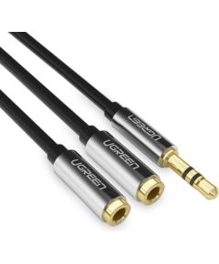 Ugreen Ugrenn AV123 headphone cable 3.5 mm minijack (male) - 2x 3.5 mm minijack (female) - black