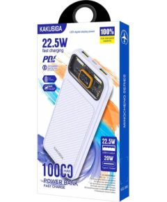 KAKUSIGA KSC-890 barošanas banka 10000mAh | 2 x USB | 22,5W balta
