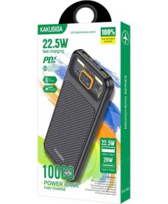 KAKUSIGA KSC-890 barošanas banka 10000mAh | 2 x USB | 22,5W melna