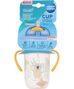 Canpol Exotic Animals / Non-Spill Expert Cup With Weighted Straw 270ml Yellow Barošanas pudelītes