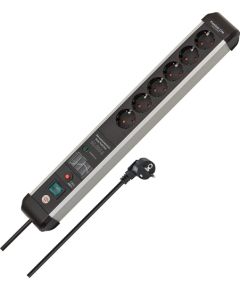 Brennenstuhl Premium Protect Line 6-way power strip (black/silver, 60,000 A surge protection, 3 meters)