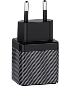 Wall charger INVZI GaN 2x USB-C, 45W, EU (black)