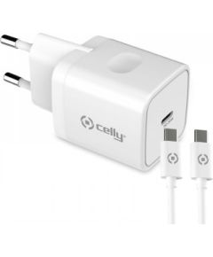 Celly TC USB-C 20W+TYPE-C CABLE WHITE