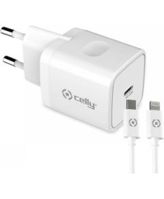 CELLY USB-C 20W+LIGHTNING CABLE WHITE