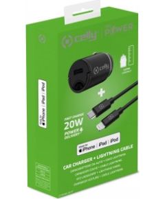 CELLY CCMINILIGHT – CAR CHARGER USB-C+USB-C TO LIGHTNING CABLE 20W [PRO POWER]
