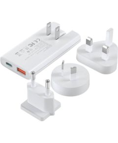 Mini travel wall charger Choetech PD6011 PD65W GaN slim USB-A+C  (white)