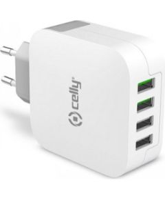 CELLY TRAVEL CHARGER TURBO 4USB 4.8A