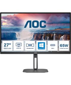 MONITORS AOC Q27V5N/BK 27inch WQHD VA 75Hz 4ms 300cd/m2 HDMI 1.4x2 DPx2 Speakers