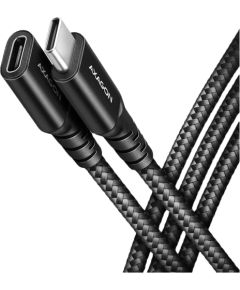 Axagon Extension USB 20Gbps cable length 1.5 m. PD 240W, 5A, 8K HD video. Black braided.