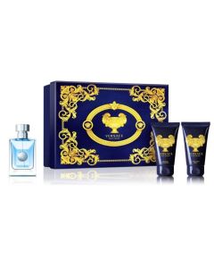 Versace pour Homme komplekts vīriešiem (50 ml. EDT + 50 ml. balzams pēc skūšanās + 50 ml. šampūns)