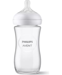Philips Avent Natural Response stikla zīdaiņu pudelīte 240 ml, lēnas plūsmas knupītis 1m+ - SCY933/01