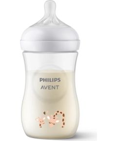 Philips Avent barošanas pudelīte Natural Response Giraffe 260 ml, lēnas plūsmas knupītis, 1m+ - SCY903/66