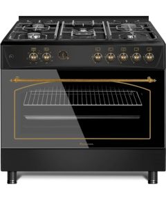 Ravanson KWGE-K90-6 TOP CHEF cooker Freestanding cooker Electric Gas Black