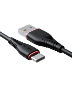 (Ir veikalā) USB to USB-C vads Anti-Break X01, 3A, 1m (black)