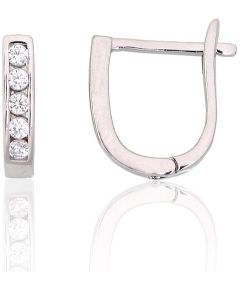 Sudraba auskari ar 'angļu' slēdzēju #2204122(PRh-Gr)_CZ, Sudrabs 925°, rodijs (pārklājums), Cirkoni, 1.1 gr. Ar "angļu" slēdzēju