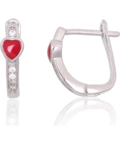 Sudraba auskari ar 'angļu' slēdzēju #2204098(PRh-Gr)_CZ+ML-R, Sudrabs 925°, rodijs (pārklājums), Cirkoni, Juvelieru emalja, 1.1 gr. Ar "angļu" slēdzēju