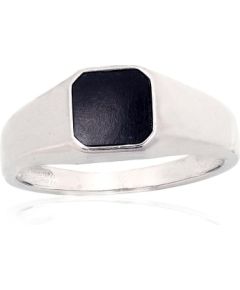Серебряное кольцо #2101929(PRh-Gr)_ON, Серебро 925°, родий (покрытие), Оникс, Размер: 19.5, 4.1 гр.