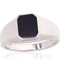 Серебряное кольцо #2101928(PRh-Gr)_ON, Серебро 925°, родий (покрытие), Оникс, Размер: 20.5, 4.9 гр.