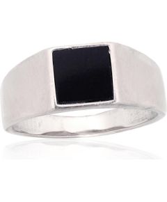 Серебряное кольцо #2101927(PRh-Gr)_ON, Серебро 925°, родий (покрытие), Оникс, Размер: 21, 4.9 гр.