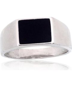 Серебряное кольцо #2101926(PRh-Gr)_ON, Серебро 925°, родий (покрытие), Оникс, Размер: 20.5, 5 гр.