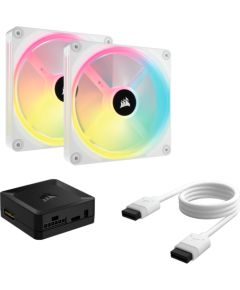 Corsair iCUE LINK QX140 RGB 140mm PWM Fan Case Fan (White, Starter Kit)