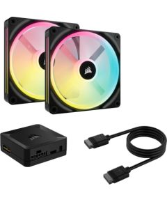 Corsair iCUE LINK QX140 RGB 140mm PWM Fan Case Fan (Black Starter Kit) Korpusu dzesēšana