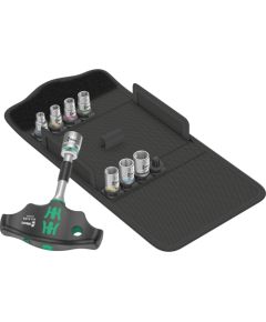 Wera Kraftform Kompakt 400 RA Set 2, with ratchet function, socket wrench (black/green, 1/4, 9 pieces, with ball lock)