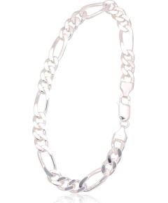 Серебряная цепочка Фигаро 7 мм, алмазная обработка граней #2400142-bracelet, Серебро 925°, длина: 21 см, 14.5 гр.