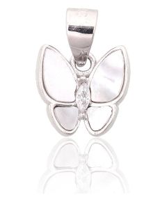 Sudraba kulons #2301983(PRh-Gr)_CZ+PL, Sudrabs 925°, rodijs (pārklājums), Cirkoni, Perlamutrs, 0.7 gr. Sieviešu