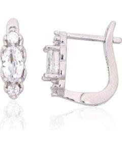 Sudraba auskari ar 'angļu' slēdzēju #2204112(PRh-Gr)_CZ, Sudrabs 925°, rodijs (pārklājums), Cirkoni, 1.7 gr. Ar "angļu" slēdzēju