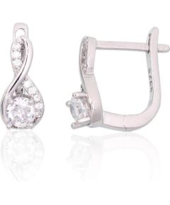 Серебряные серьги на английском замке #2204106(PRh-Gr)_CZ, Серебро 925°, родий (покрытие), Цирконы, 2.1 гр. Ar "angļu" slēdzēju