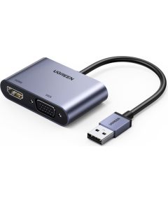 Адаптер-переходник Ugreen USB - HDMI 1.3 (1920x1080 @ 60Hz) + VGA 1.2 (1920x1080 @ 60Hz) серый (CM449)
