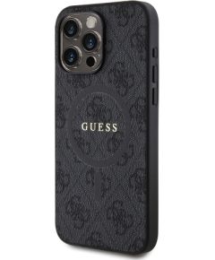 Guess PU Leather 4G Colored Ring MagSafe Чехол для iPhone 15 Pro Max черный